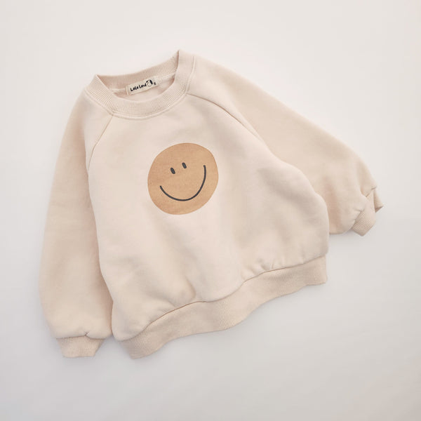 Kids Land Smiley Face Brushed Cotton Sweatshirt  (1-6y) - Cream