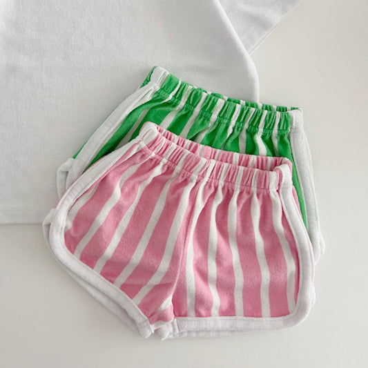 [At Noon Exclusive] Kids Terry Cloth Stripe Shorts (8m-7y) - 2 Colors - AT NOON STORE