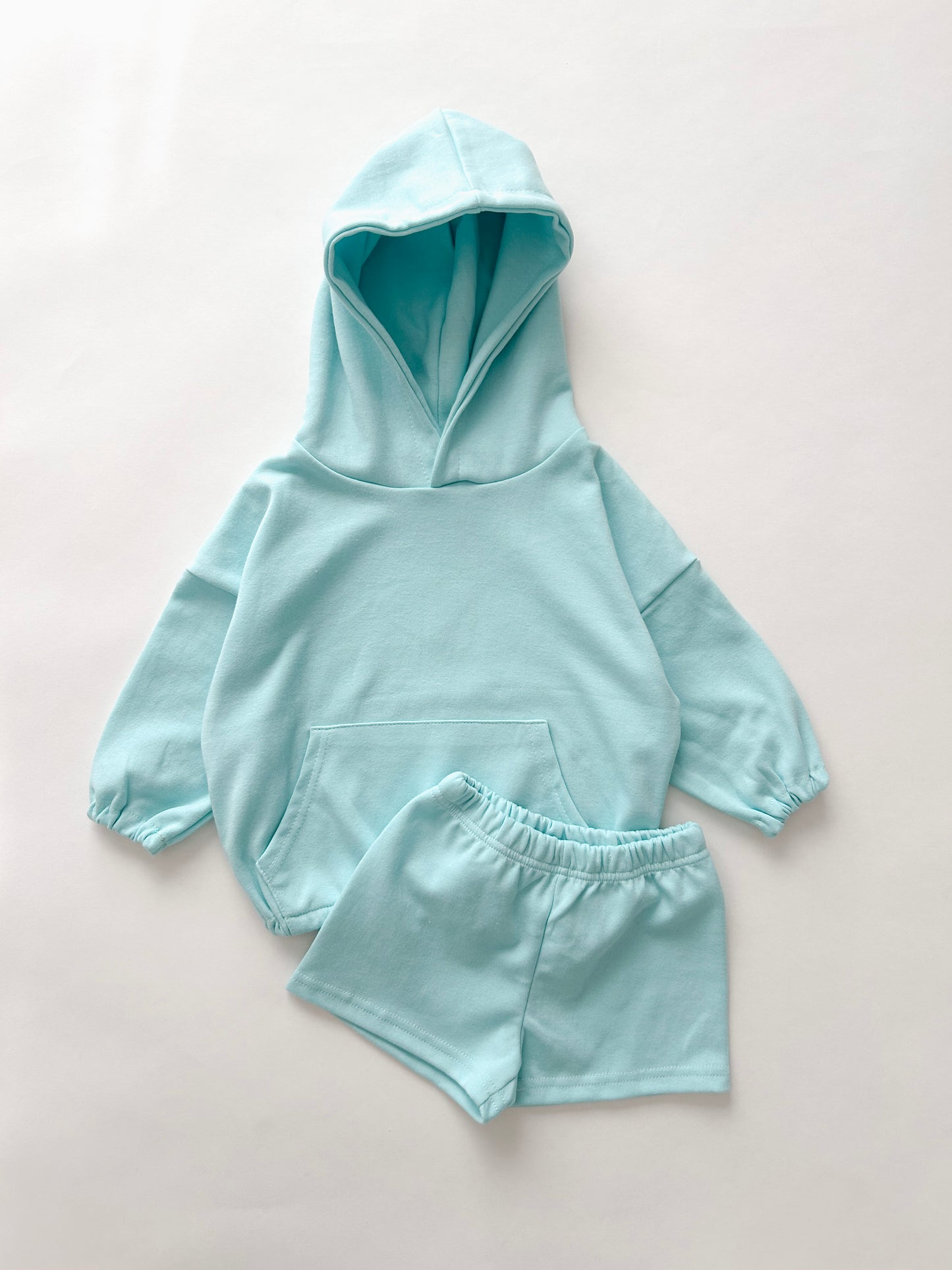 Kids Kangaroo Pocket Hoodie Pullover and Shorts Set (2-10y) - 5 Colors