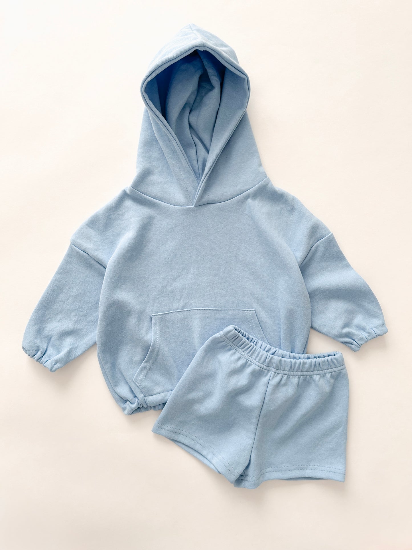 Kids Kangaroo Pocket Hoodie Pullover and Shorts Set (2-10y) - 5 Colors