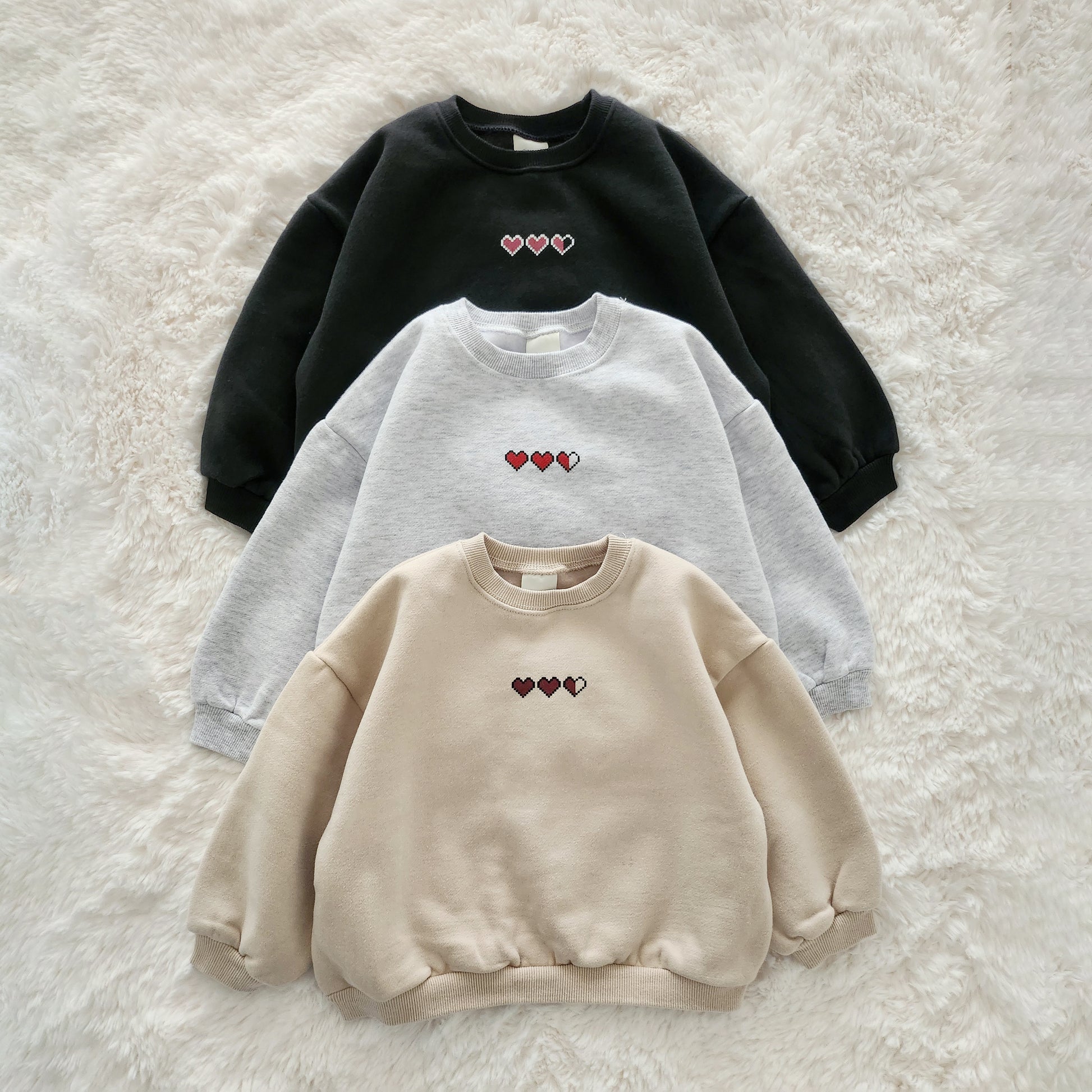 Toddler Loading Heart Embroidery Sweatshirt (2-3, 5-6y) - 3colors - AT NOON STORE