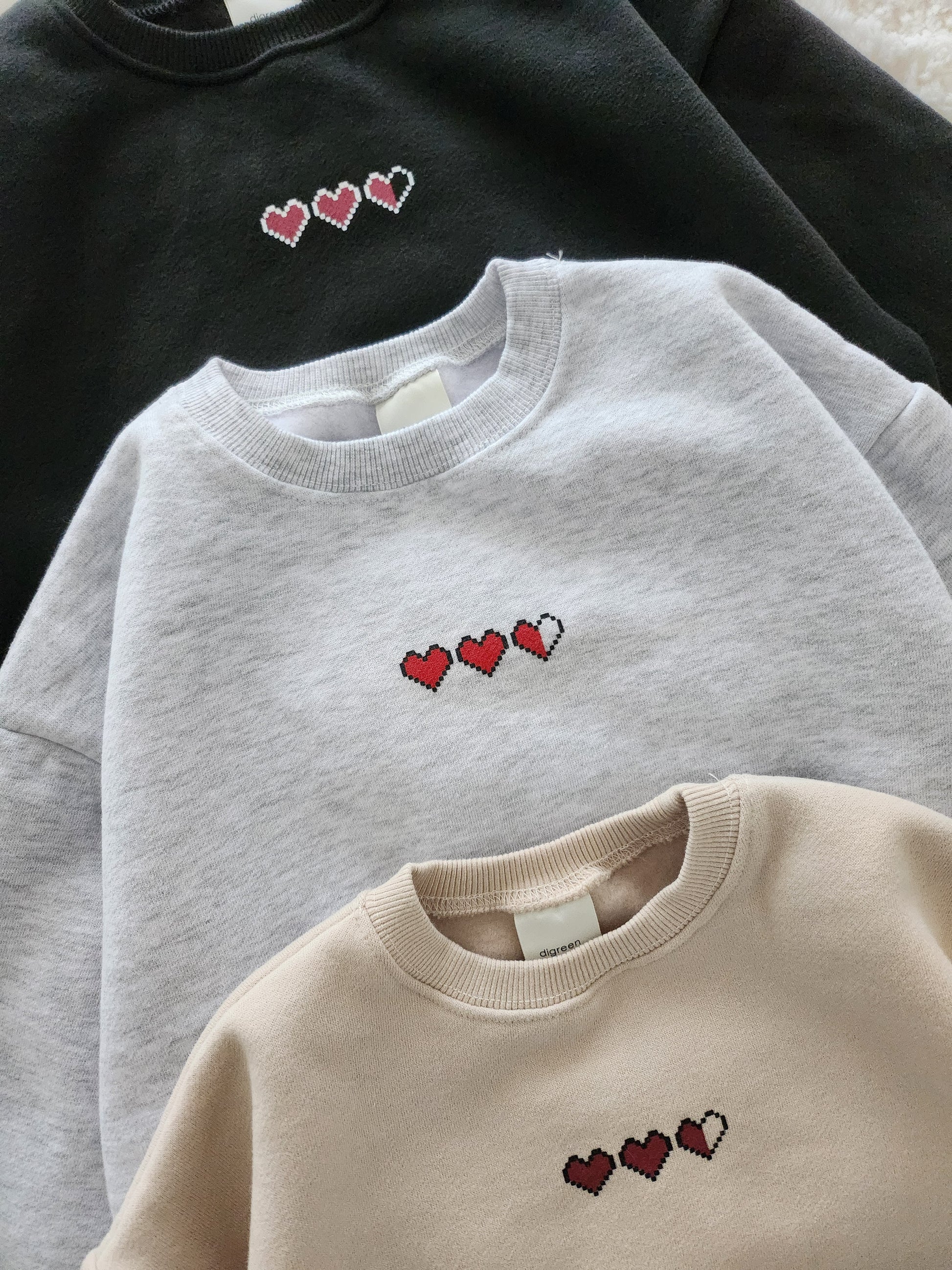 Toddler Loading Heart Embroidery Sweatshirt (2-3, 5-6y) - 3colors - AT NOON STORE