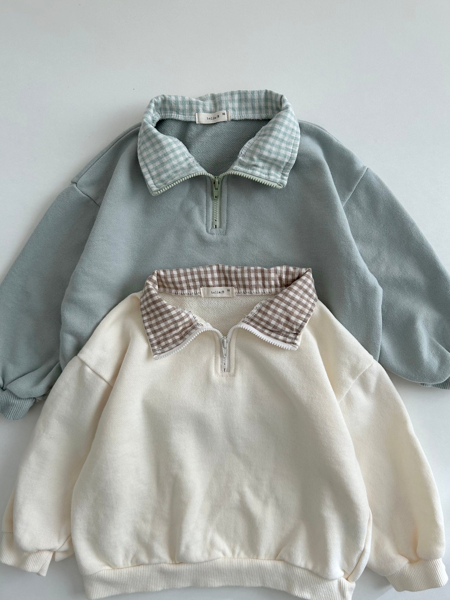 Kids Bella Gingham Lined Collar Half Zip-up Pullover (1-6y) - 2 Colors