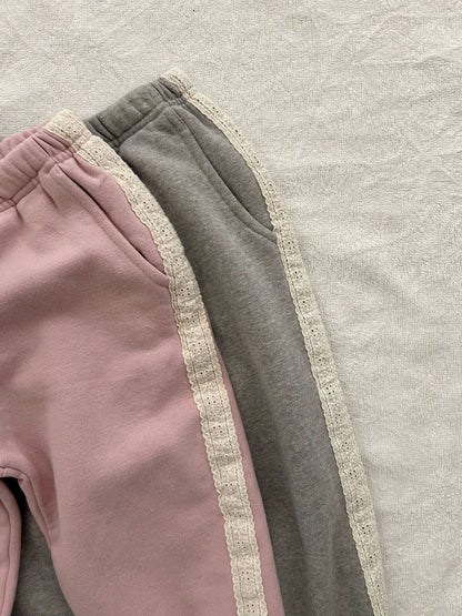 Kids Blushed Cotton Lace Detail Jogger Pants (2-6y) - 2 Colors - AT NOON STORE