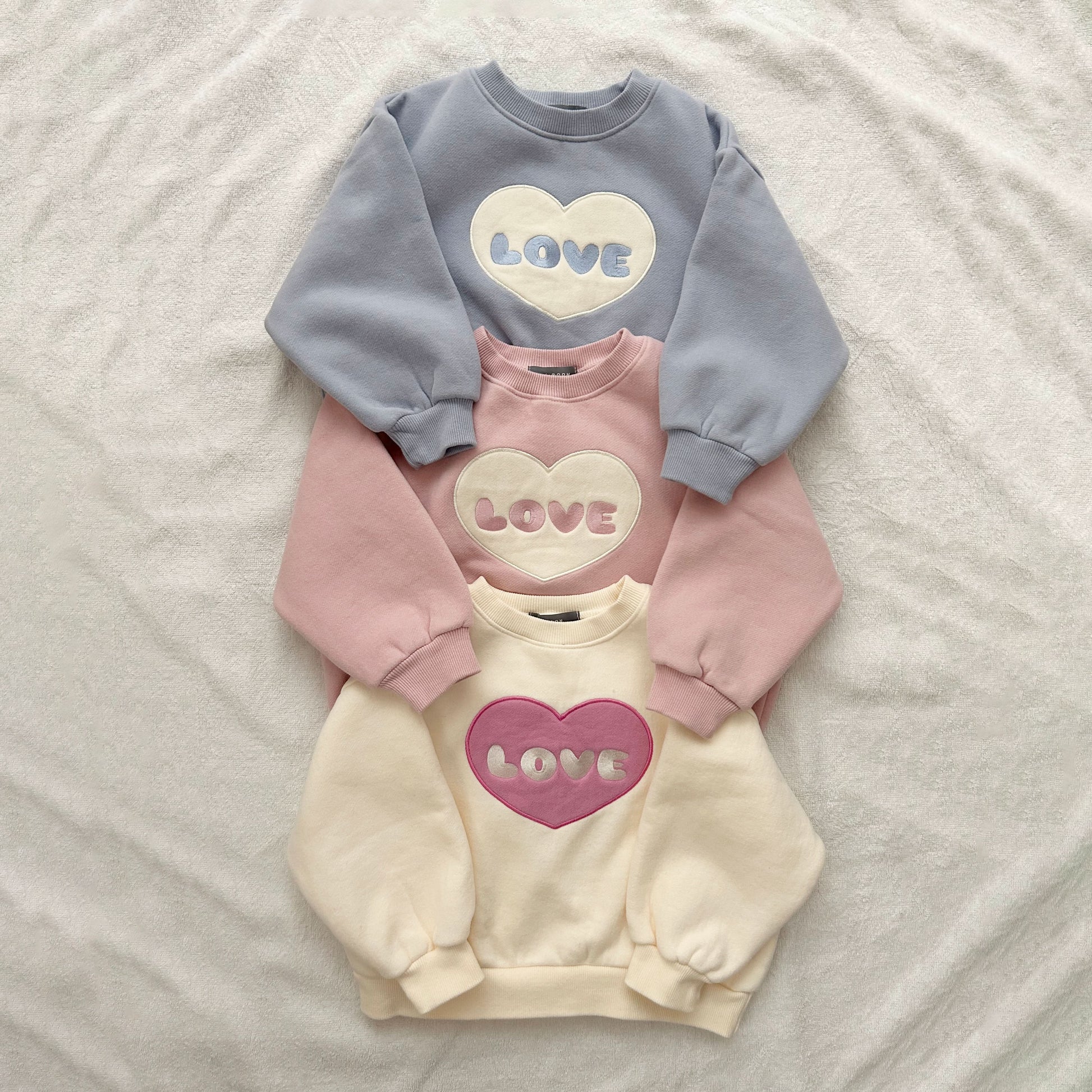 Kids Blushed Cotton Love Embroidery Sweatshirt (2-6y) - 3 Colors - AT NOON STORE