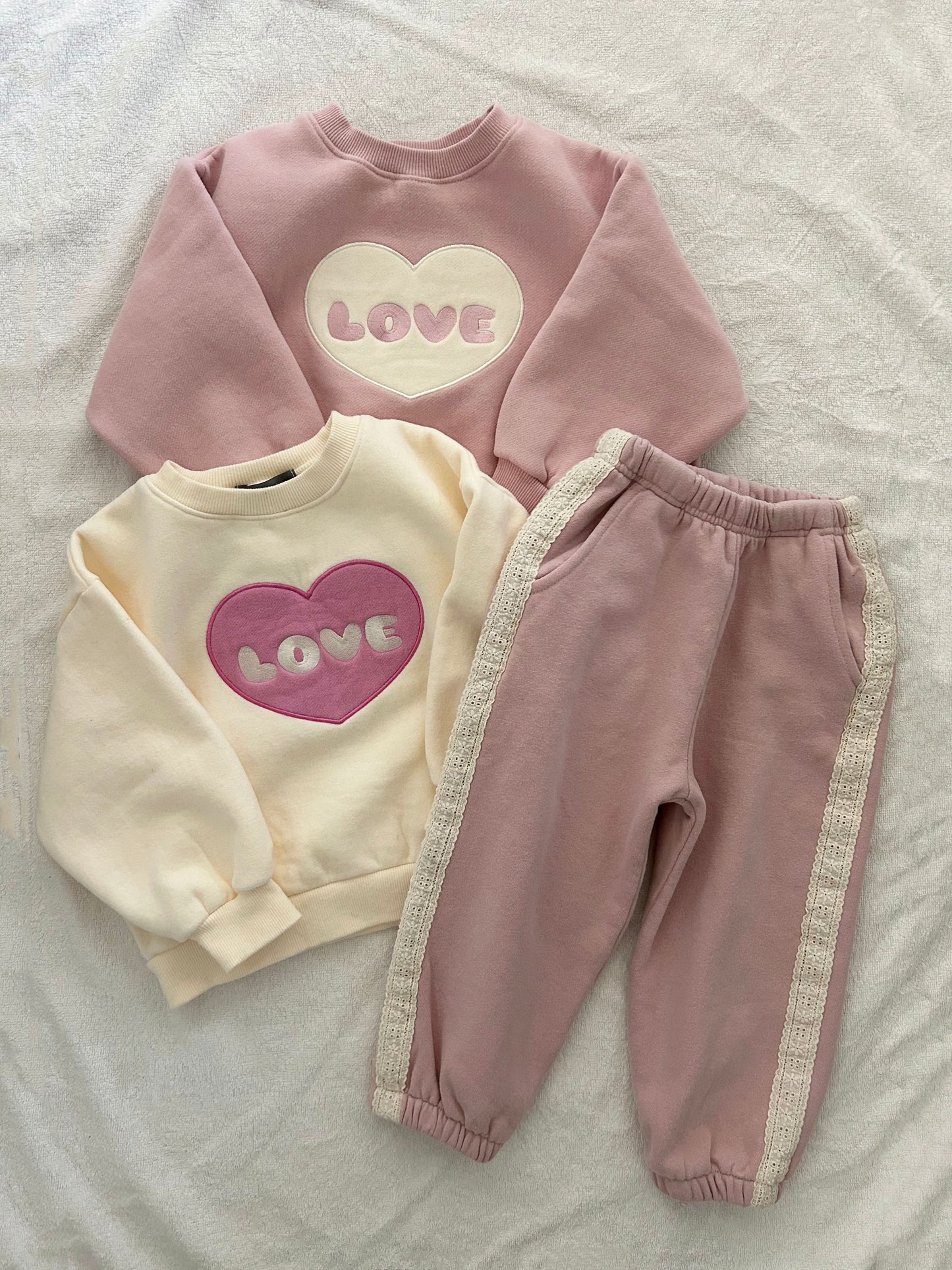 Kids Blushed Cotton Love Embroidery Sweatshirt (2-6y) - 3 Colors - AT NOON STORE