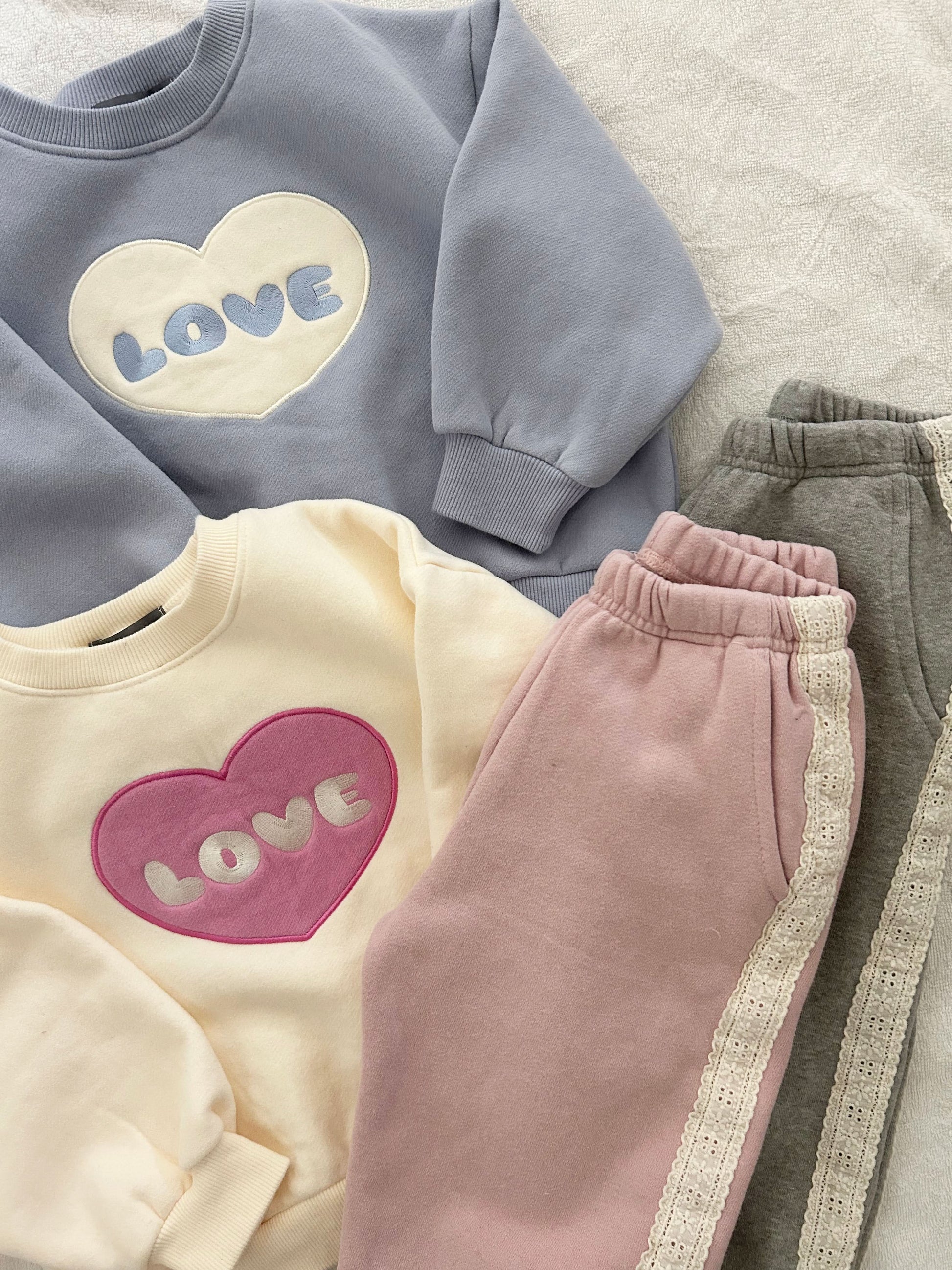 Kids Blushed Cotton Love Embroidery Sweatshirt (2-6y) - 3 Colors - AT NOON STORE
