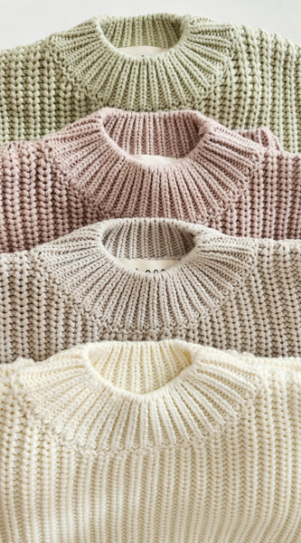 Kids Chunky Cotton Knit Sweater  (3m-6y)  - Woodrose