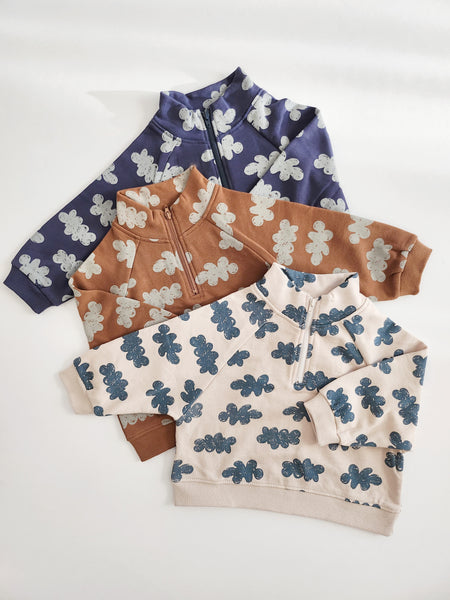 Kids Cloud Print Half Zip Sweatshirt & Jogger Pants Set (1-6y) - Brown