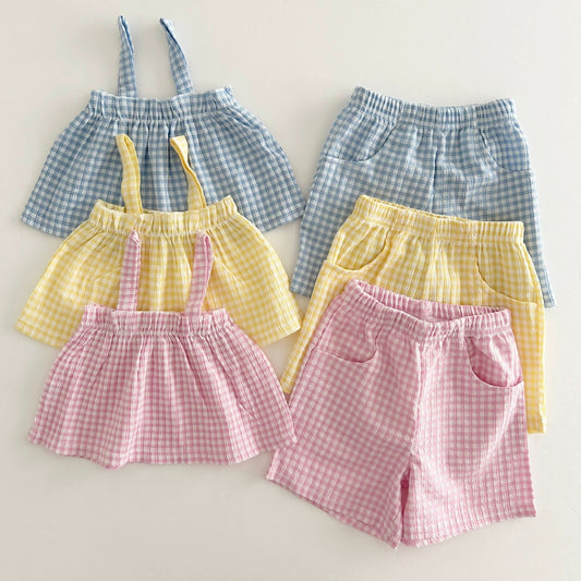 Kids Cool Plaid Tank Top and Shorts Set (2-7y) - 3 Colors - AT NOON STORE