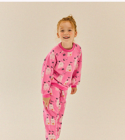Kids F25 Halloween Long Sleeve Sweatshirt and Jogger Pants Set (3-9y) - Pink