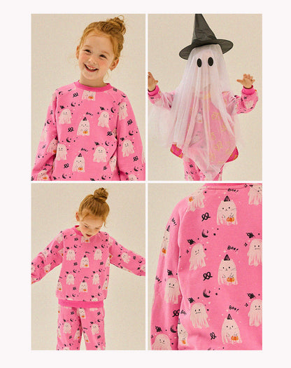 Kids F25 Halloween Long Sleeve Sweatshirt and Jogger Pants Set (3-9y) - Pink