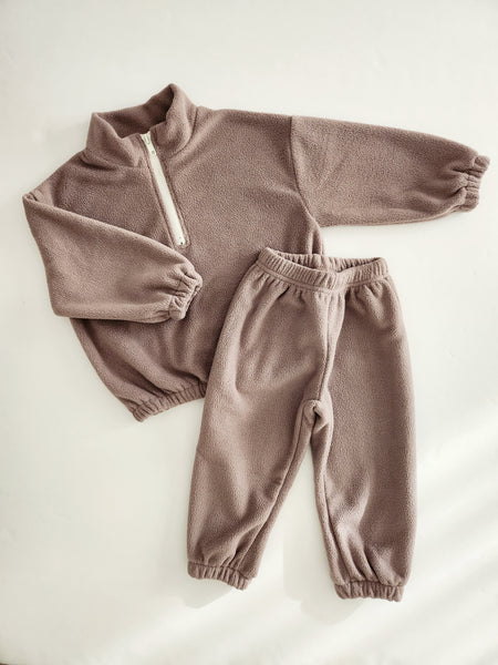 Kids Fleece Half-Zip Pullover and Jogger Pants Set (1-6y) - 3 Colors