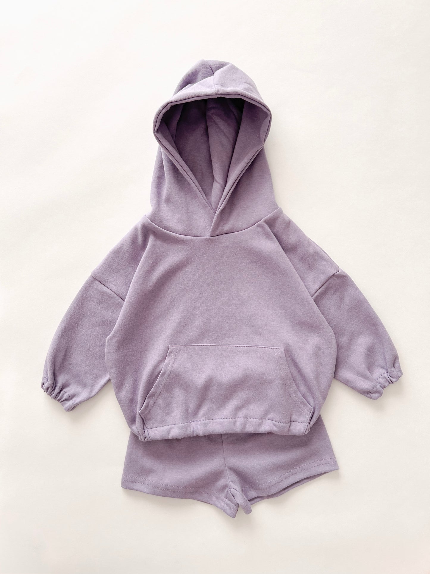 Kids Kangaroo Pocket Hoodie Pullover and Shorts Set (2-10y) - 5 Colors