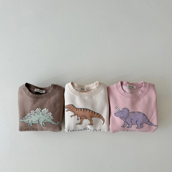 Kids Land Brushed Cotton Dino Sweatshirt (1-6y) - Pink Triceratops