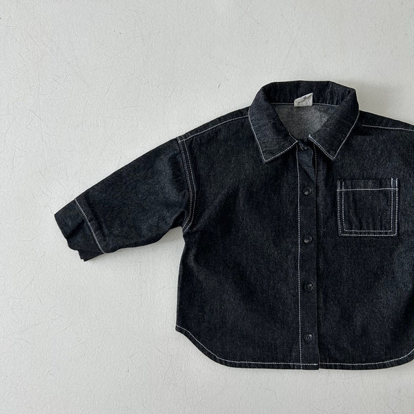 Kids Land Stitch Denim Shirt (1-6y) - Black