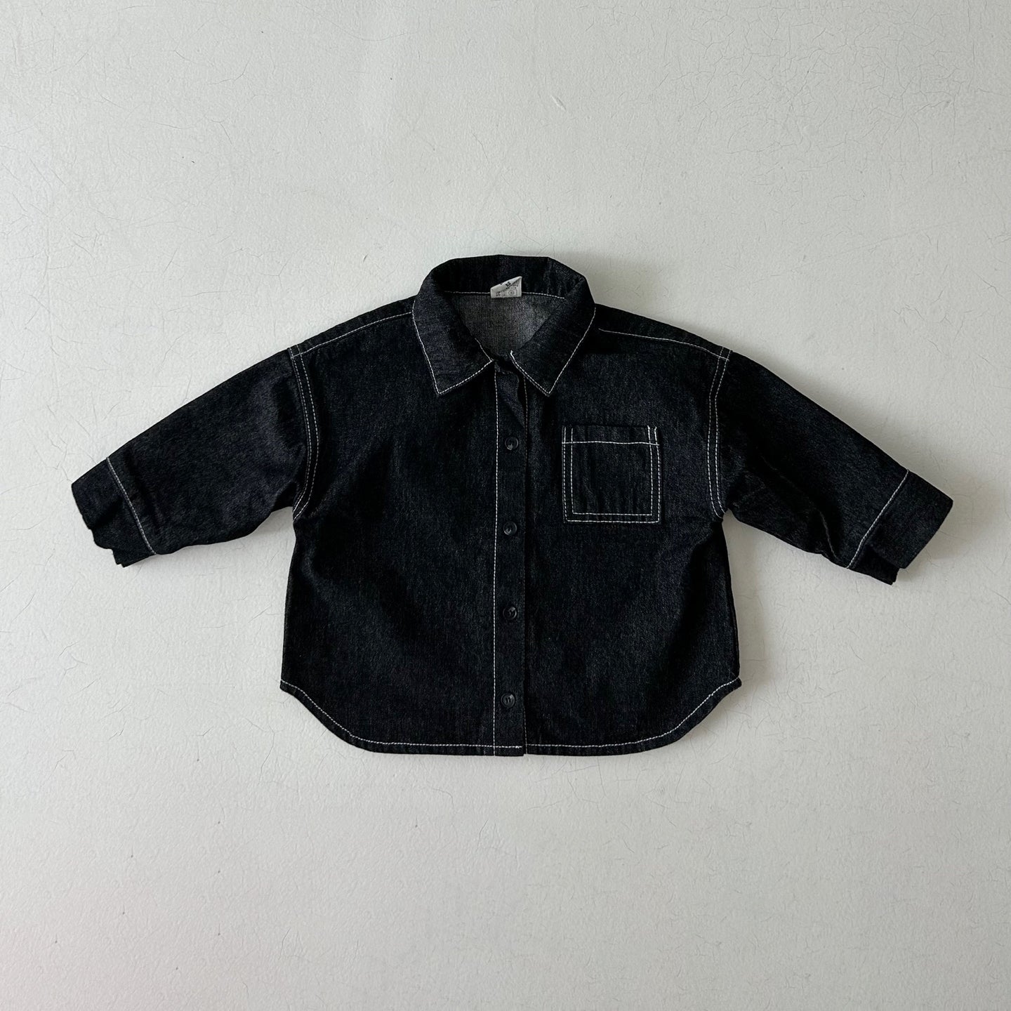 Kids Land Stitch Denim Shirt (1-6y) - Black - AT NOON STORE