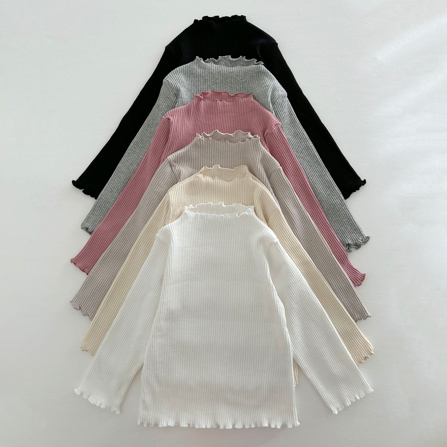 Kids Lettuce-edge Ribbed Top (2-9y) - 6 Colors - AT NOON STORE