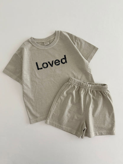 [At Noon Original Design] Kids Loved Garment-Dyed T-Shirt and Shorts Set (6m-7y) - 4 Colors - AT NOON STORE