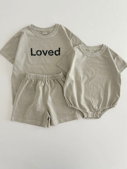 [At Noon Original Design] Kids Loved Garment-Dyed T-Shirt and Shorts Set (6m-7y) - 4 Colors - AT NOON STORE