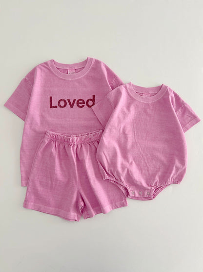 [At Noon Original Design] Kids Loved Garment-Dyed T-Shirt and Shorts Set (6m-7y) - 4 Colors - AT NOON STORE