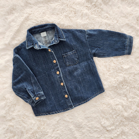 Kids Pocket Denim Shirt (3-8y) - Blue - AT NOON STORE