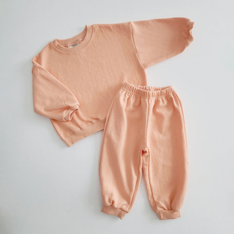 Kids SP24 Soft Cotton Sweatshirt & Jogger Pants Set (1-6y) - Apricot
