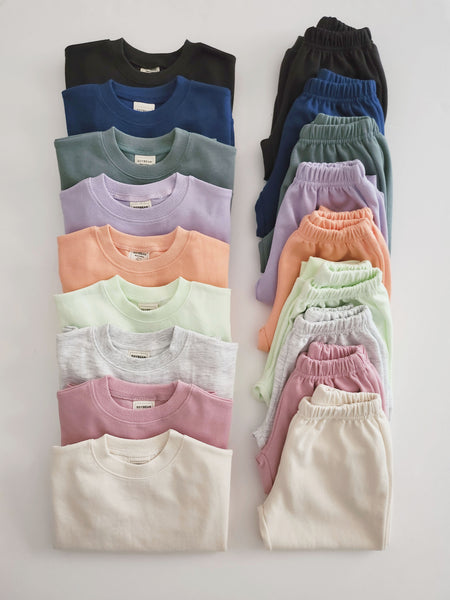Kids SP24 Soft Cotton Sweatshirt & Jogger Pants Set (1-6y) - Heather Gray