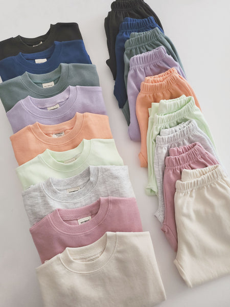 Kids SP24 Soft Cotton Sweatshirt & Jogger Pants Set (1-6y) - Charcoal