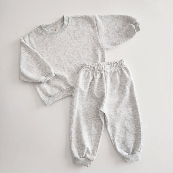 Kids SP24 Soft Cotton Sweatshirt & Jogger Pants Set (1-6y) - Heather Gray
