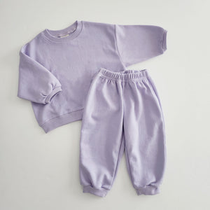 Kids SP24 Soft Cotton Sweatshirt & Jogger Pants Set (1-6y) - Lavender