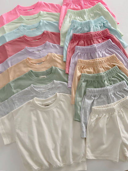 Kids Soy Summer Cotton Short Sleeve Top & Shorts Set (1-6y) - 9 Colors - AT NOON STORE