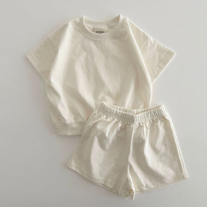 Kids Soy Summer Cotton Short Sleeve Top & Shorts Set (1-6y) - 9 Colors - AT NOON STORE