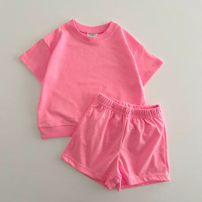 Kids Soy Summer Cotton Short Sleeve Top & Shorts Set (1-6y) - 9 Colors - AT NOON STORE