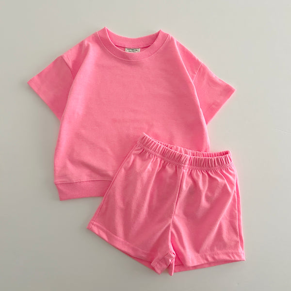 Kids Soy Summer Cotton Short Sleeve Top & Shorts Set (1-6y) - 9 Colors