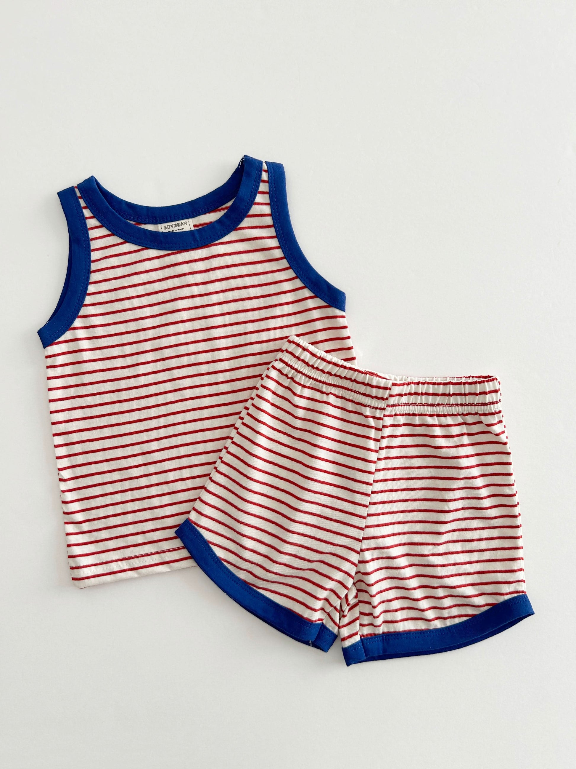 Kids Soy Summer Stripe Sleeveless Top & Shorts Set (1-6y) - 4 Colors - AT NOON STORE