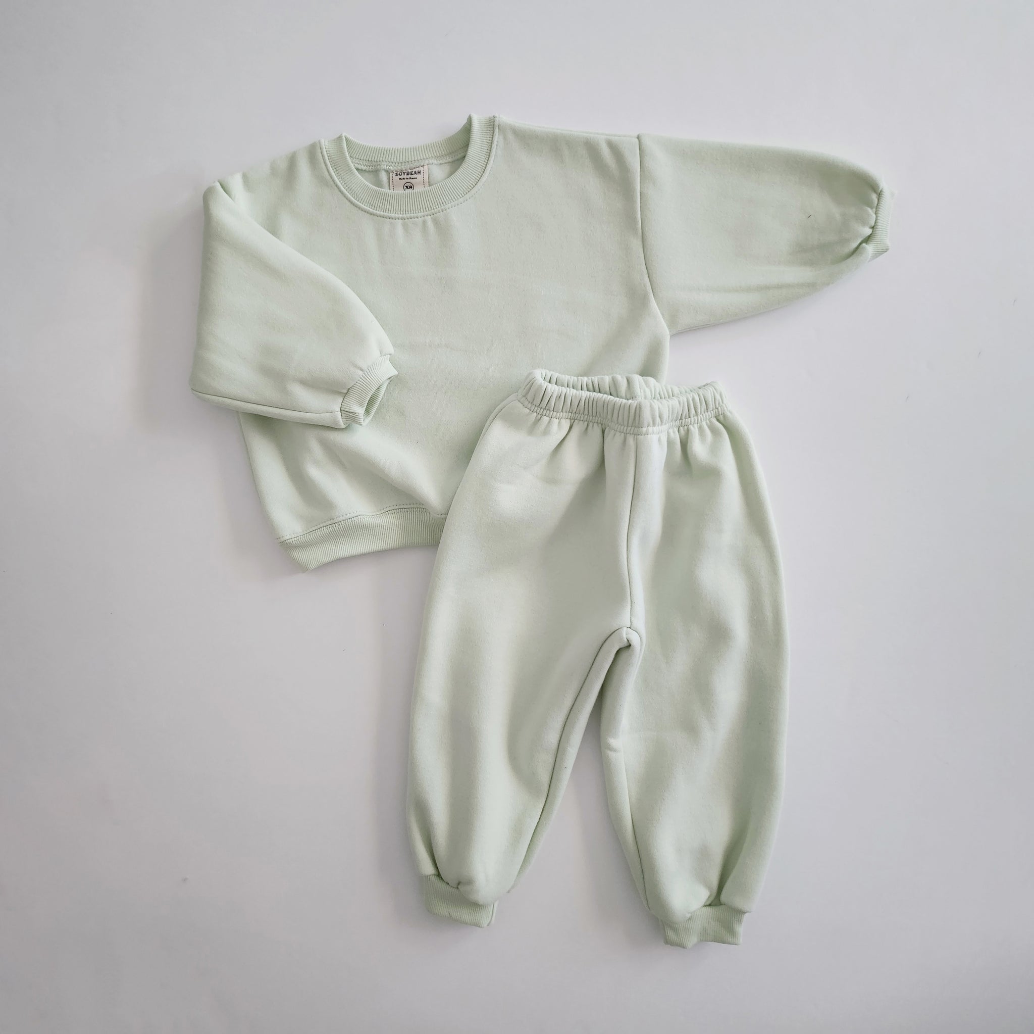Kids Soy W23  Brushed Cotton Sweatshirt & Jogger Pants Set (1-6y) - Lime