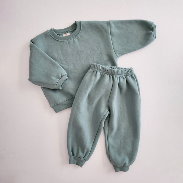 Kids Soy W23 Brushed Cotton Sweatshirt & Jogger Pants Set (1-6y) - Olive