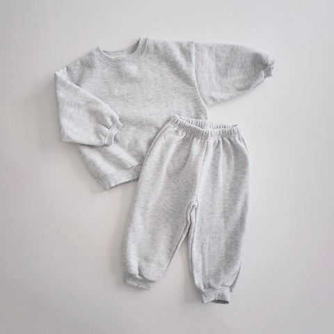 Kids Soy W23 Brushed Cotton Sweatshirt & Jogger Pants Set (1-6y) - Heather Gray