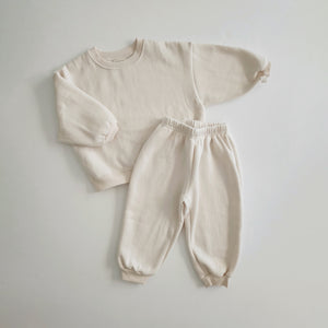 Kids Soy W23  Brushed Cotton Sweatshirt & Jogger Pants Set (1-6y) - Ivory