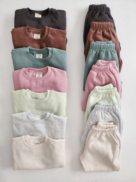 Kids Soy W23  Brushed Cotton Sweatshirt & Jogger Pants Set (1-6y) - Lime
