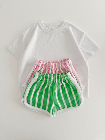 [At Noon Exclusive] Kids Terry Cloth Stripe Shorts (8m-7y) - 2 Colors - AT NOON STORE