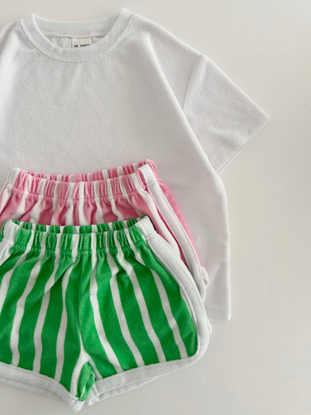 [At Noon Exclusive] Kids Terry Cloth Stripe Shorts (8m-7y) - 2 Colors