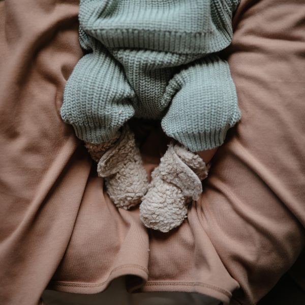 Mushie Cozy Baby Booties(3-9m) - Oatmeal