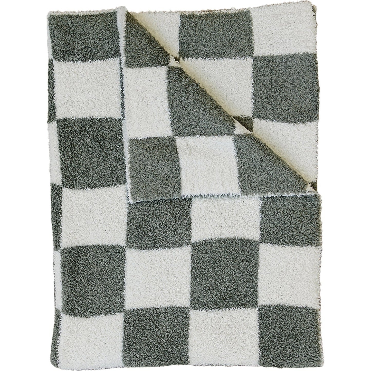 Green Checkered Plush Blanket - AT NOON STORE