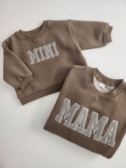 Oversized Mama Waffle Embroidery Sweatshirt - 4 Colors - AT NOON STORE