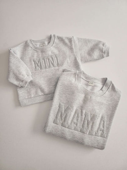 Oversized Mama Waffle Embroidery Sweatshirt - 4 Colors - AT NOON STORE