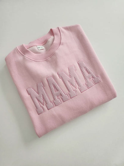 Oversized Mama Waffle Embroidery Sweatshirt - 4 Colors - AT NOON STORE