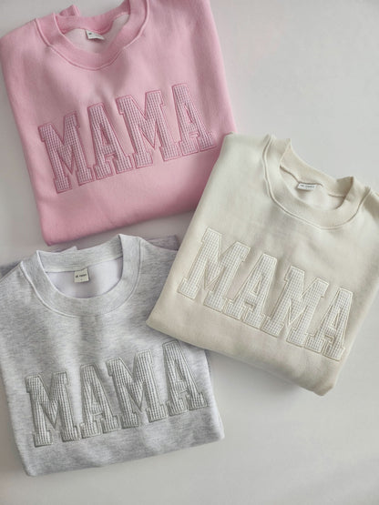 Oversized Mama Waffle Embroidery Sweatshirt - 4 Colors - AT NOON STORE