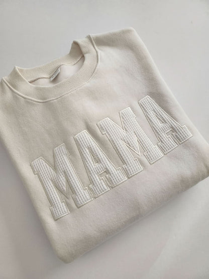 Oversized Mama Waffle Embroidery Sweatshirt - 4 Colors - AT NOON STORE